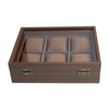 Customized 6 Slot Wood Watch Box With Glass Cover