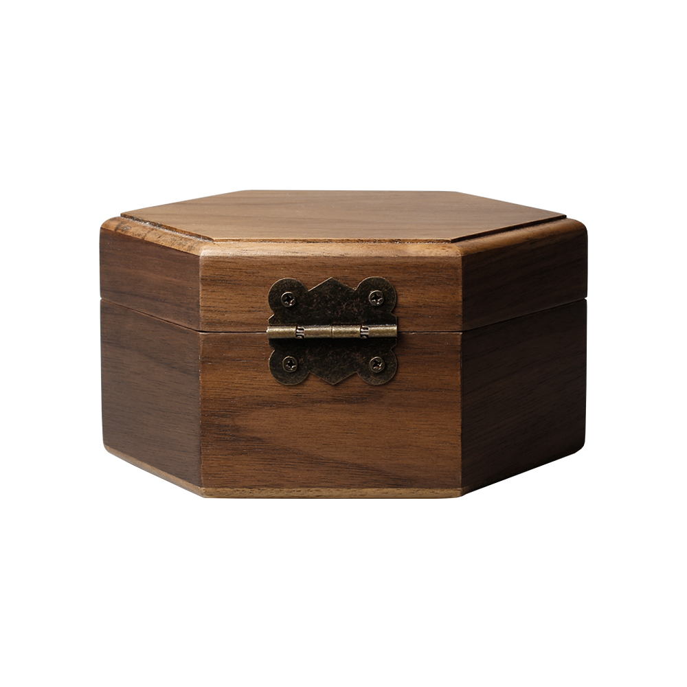 OEM Hexagonal Pure Natural Walnut Wood Watch Box With Your Brand