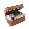 Wholesale Luxury Brown Round Top Grain Leather Watch Box