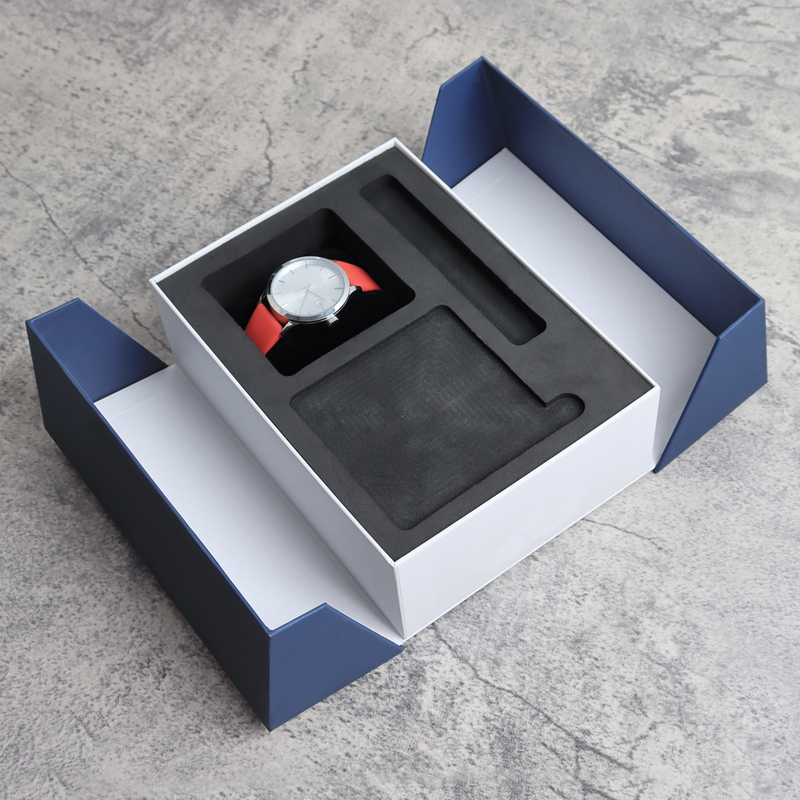 New Design Double-opening Style Paper Display Watch Box