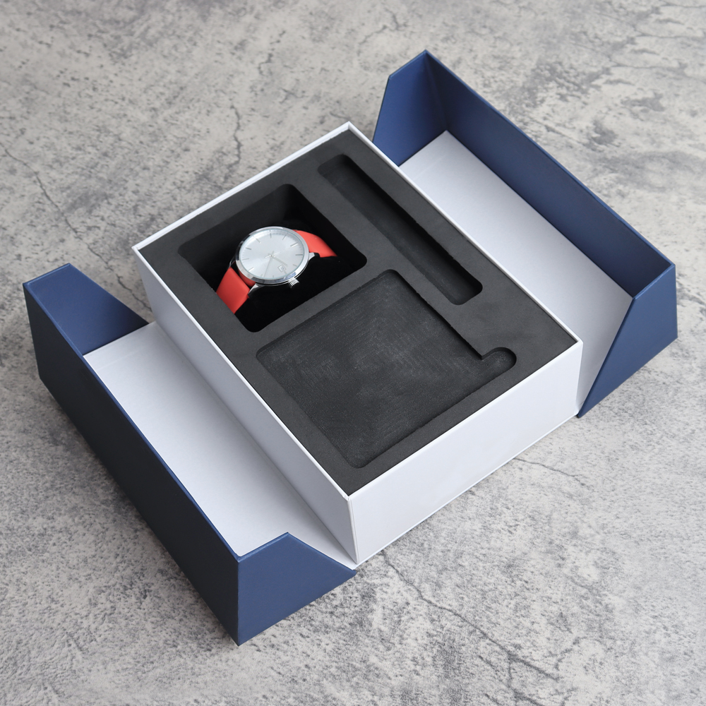 New Design Double-opening Style Paper Display Watch Box