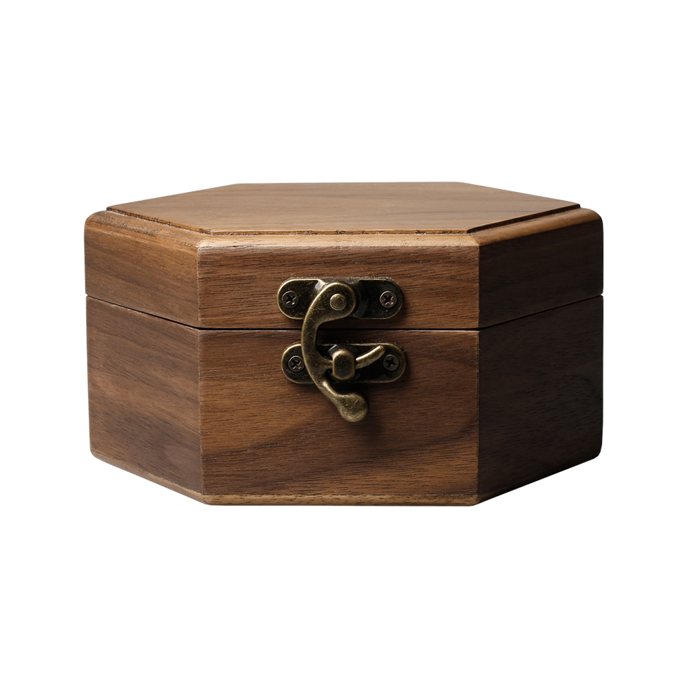 OEM Hexagonal Pure Natural Walnut Wood Watch Box With Your Brand
