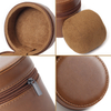 Wholesale Luxury Black and Brown Round Top Grain Leather Watch Box
