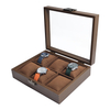 Customized 6 Slot Wood Watch Box With Glass Cover