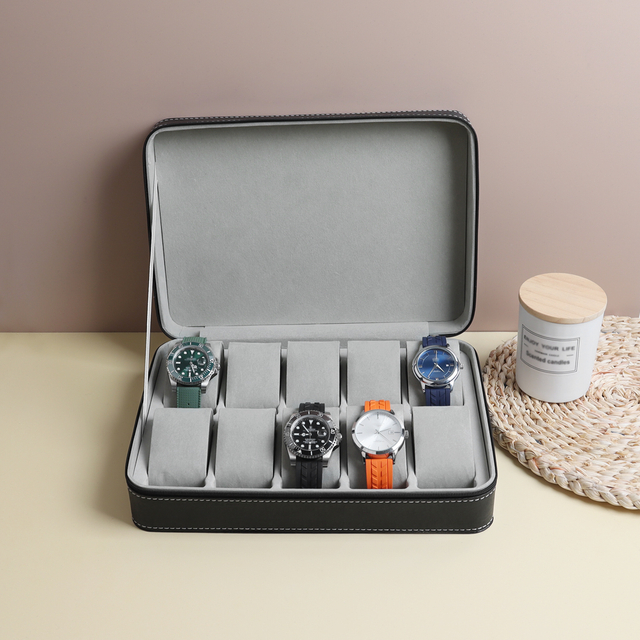 Wholesale 10-Slot High-End Luxury Leather Watch Box Manufacturer with Lower MOQ