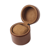 Wholesale Luxury Black and Brown Round Top Grain Leather Watch Box