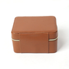 Wholesale Luxury Brown Round Top Grain Leather Watch Box