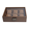 Customized 6 Slot Wood Watch Box With Glass Cover