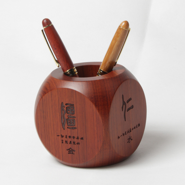 Chinese style walnut pen holder wooden brush pot from OVEWOOD