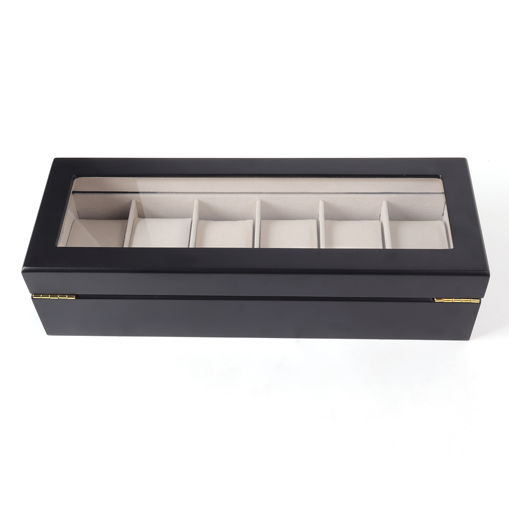 Hot Sell 6 Slot Wooden Watch Boxes With Glass Cover From Watch Box Packaging Manufacturer