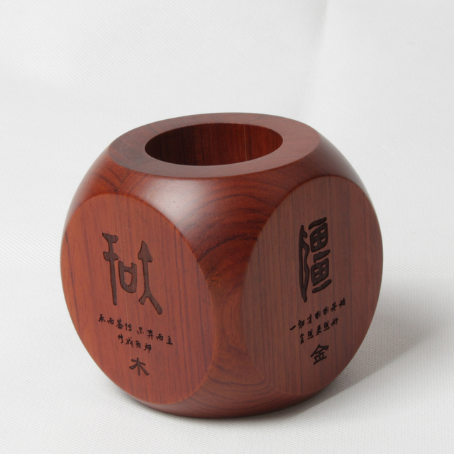 Chinese style walnut pen holder wooden brush pot from OVEWOOD