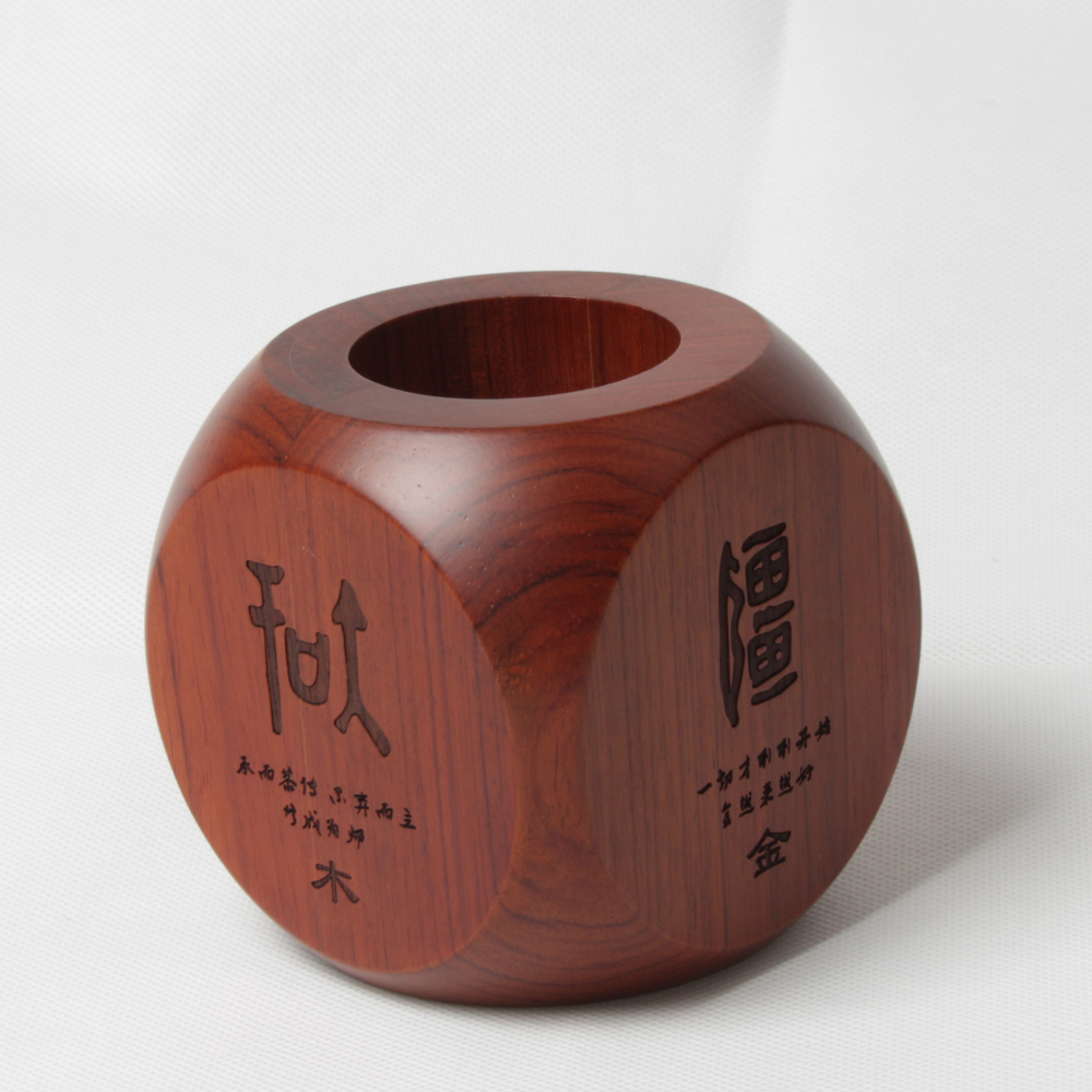 Chinese style walnut pen holder wooden brush pot from OVEWOOD