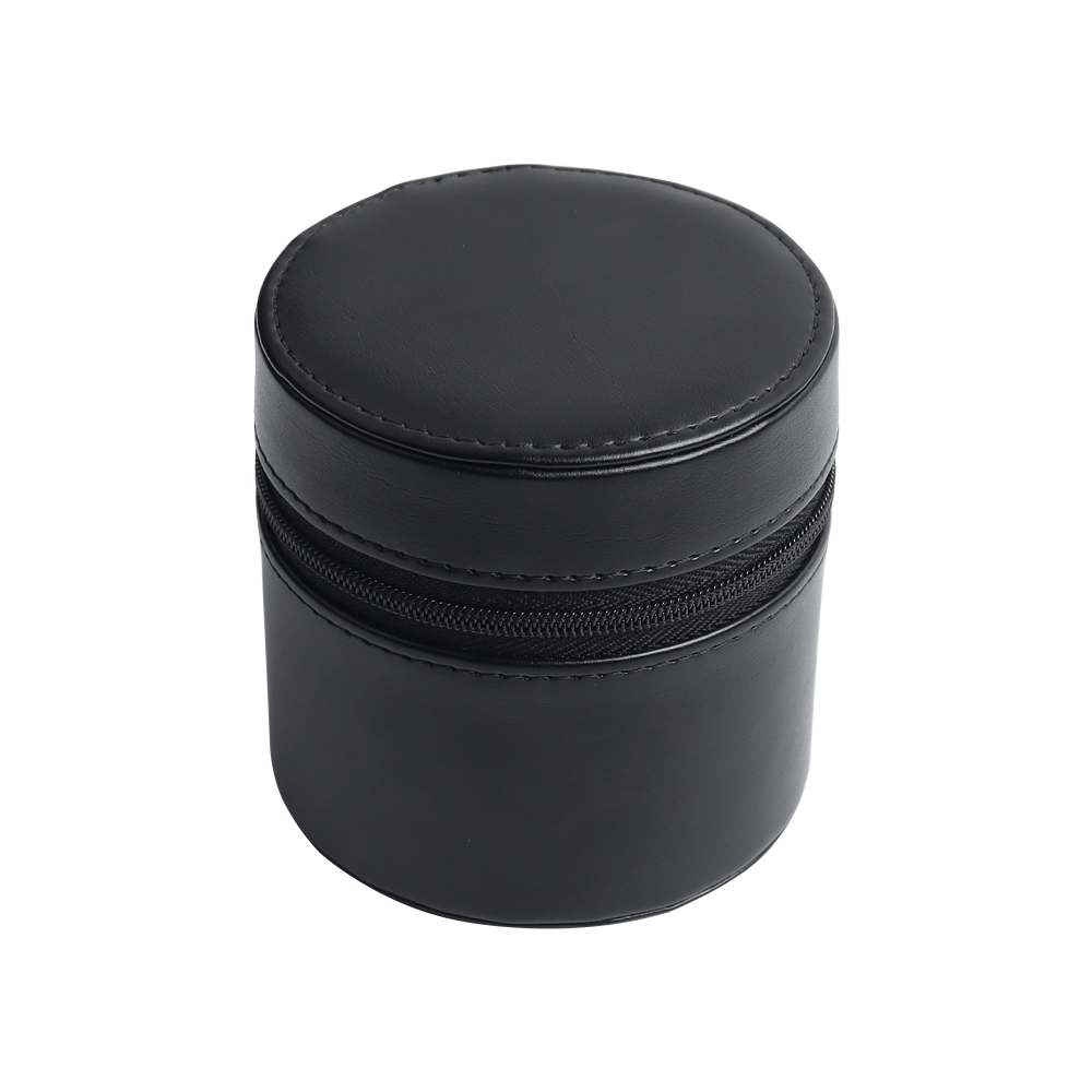 Wholesale Luxury Black and Brown Round Top Grain Leather Watch Box