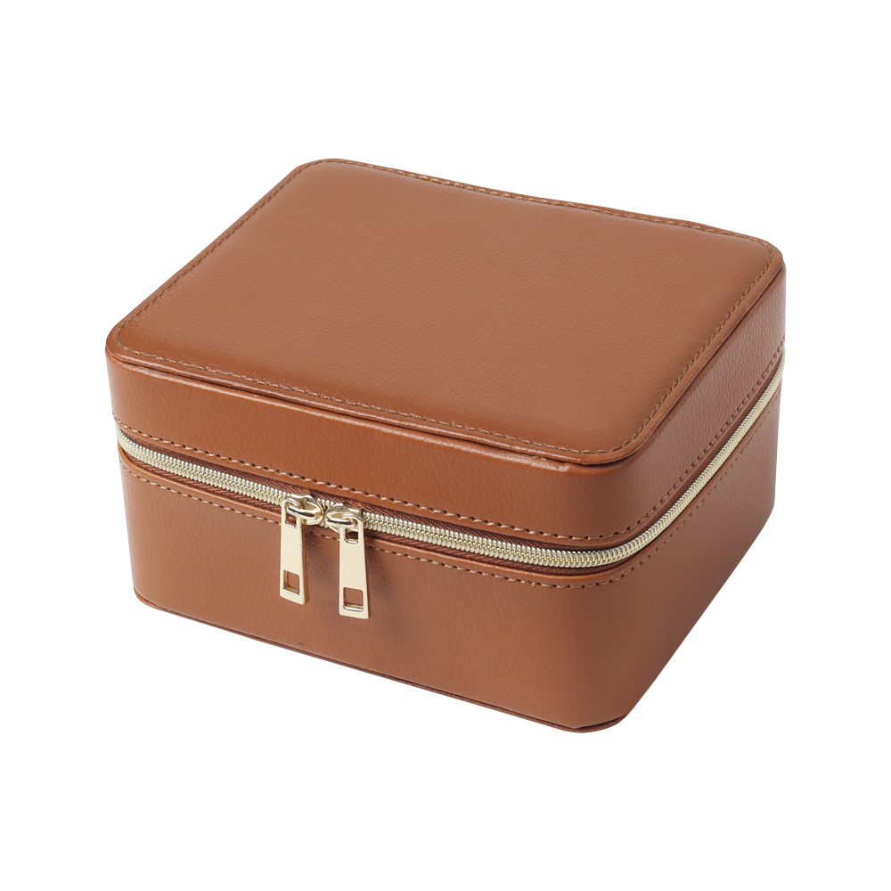 Wholesale Luxury Brown Round Top Grain Leather Watch Box