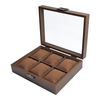 Customized 6 Slot Wood Watch Box With Glass Cover