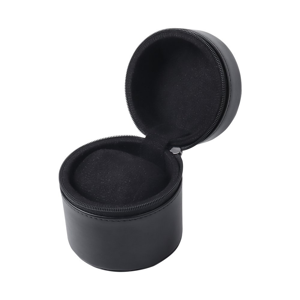 Wholesale Luxury Black and Brown Round Top Grain Leather Watch Box