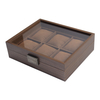 Customized 6 Slot Wood Watch Box With Glass Cover