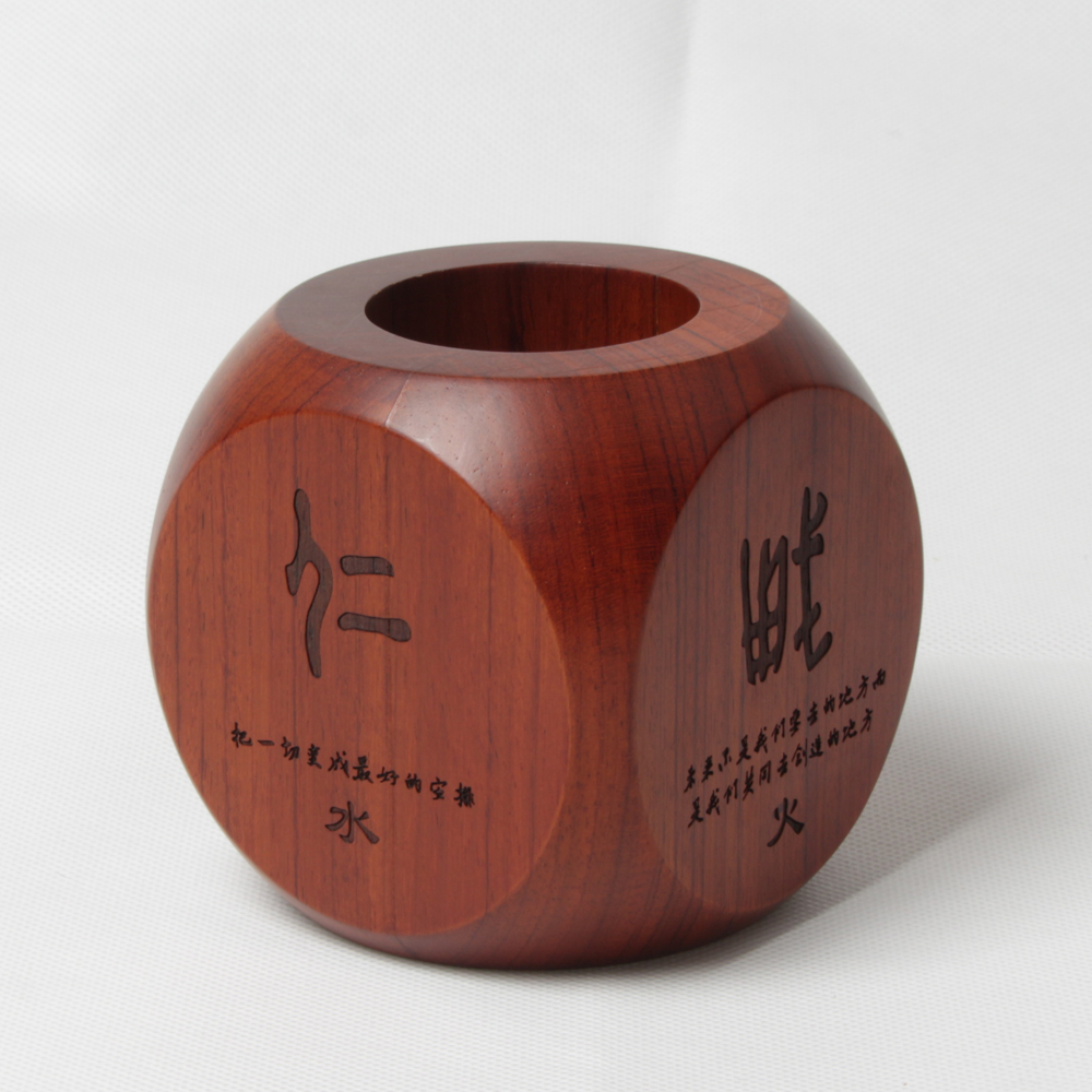 Chinese style walnut pen holder wooden brush pot from OVEWOOD