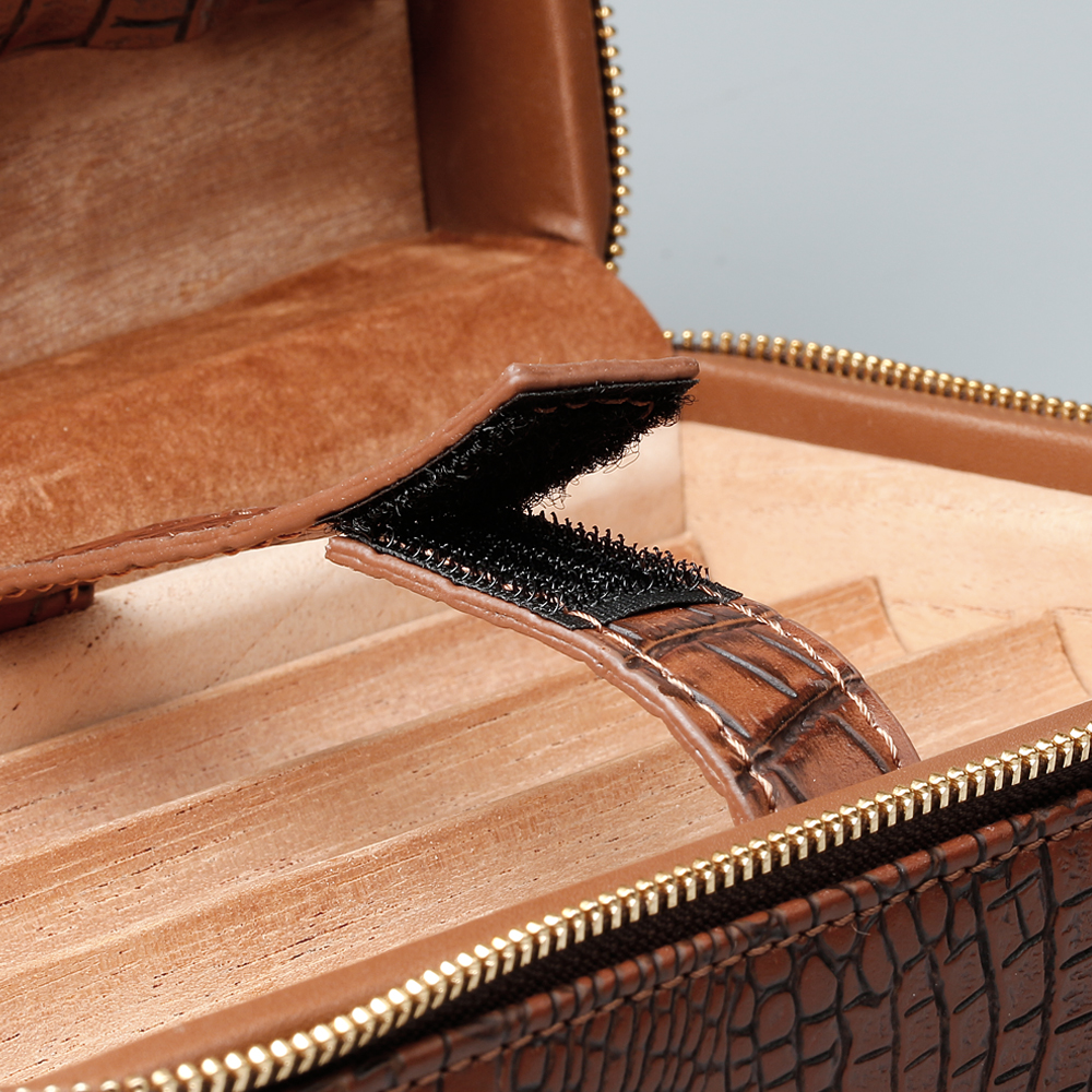 Antique Crocodile Leather And Natural Pine Wooden Cigar Boxes From OVEWOOD Factory