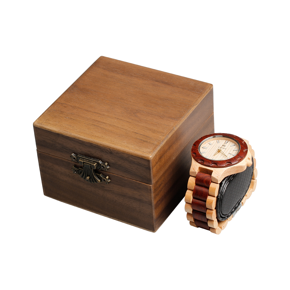 Custom Square Natural Walnut Wooden Watch Boxes Can Engraved Logo From OVEWOOD