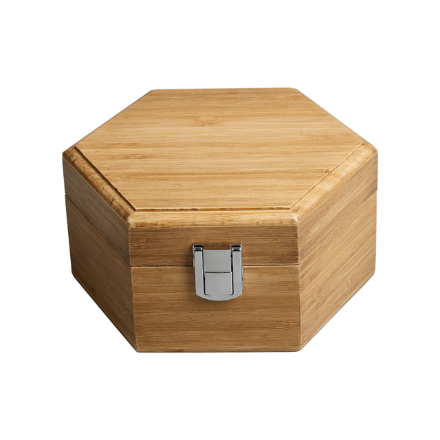 Custom Hexagon Natural Bamboo Watch Boxes with Engraved Logo From OVEWOOD