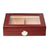 Red Natural Pine Wooden Cigar Boxes with Glass From OVEWOOD Factory